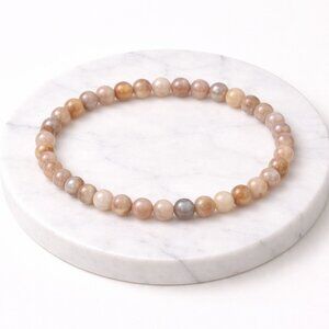 Natural Peach Moonstone 8mm Beaded Stretch Bracelet Crystal Healing Jewelry